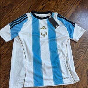 Adidas Sky Blue and White Striped Jersey